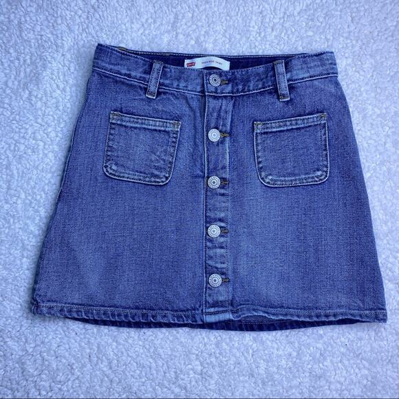 Levi’s High Rise Denim Button Front Skirt 10 - Picture 1 of 8